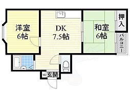 グレーシィ高殿 2DKの間取図画像