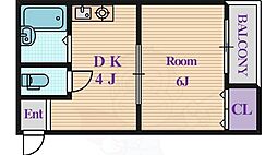 エムローズ太子橋 1DKの間取図画像
