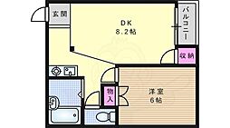 おしゃれ館新森 1DKの間取図画像