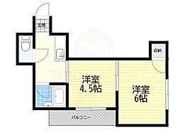 プリエール北畠 2Kの間取図画像