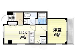 イタニティ太子橋 1LDKの間取図画像