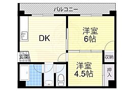 シャトーあが 2DKの間取図画像