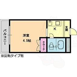 メゾン・ド・シュルヴィー ワンルームの間取図画像