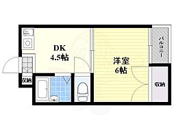トレジャ・ハウス 1DKの間取図画像