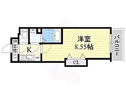 Luxe都島2 1Kの間取図画像