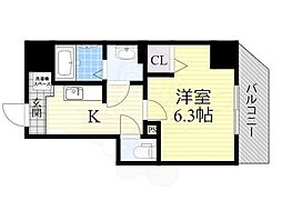 グランパシフィック毛馬 1Kの間取図画像