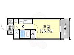 プレサンス城北公園アクアージュ ワンルームの間取図画像