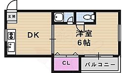 京橋クィーンハイツ 1DKの間取図画像
