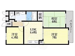 クレア・コート 3LDKの間取図画像