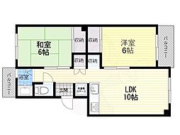 都島コーポ 2LDKの間取図画像
