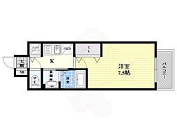ラドゥセール都島高倉町 1Kの間取図画像