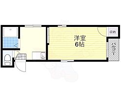リバティー御幸 1Kの間取図画像