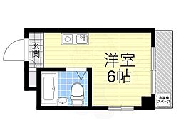 ヴィラ五月 ワンルームの間取図画像