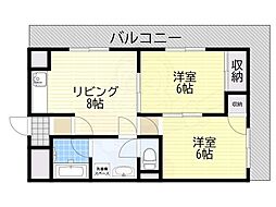 森岡ビル 2LDKの間取図画像
