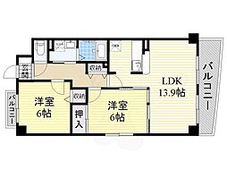 コモドガーデンヤマイチ 2LDKの間取図画像
