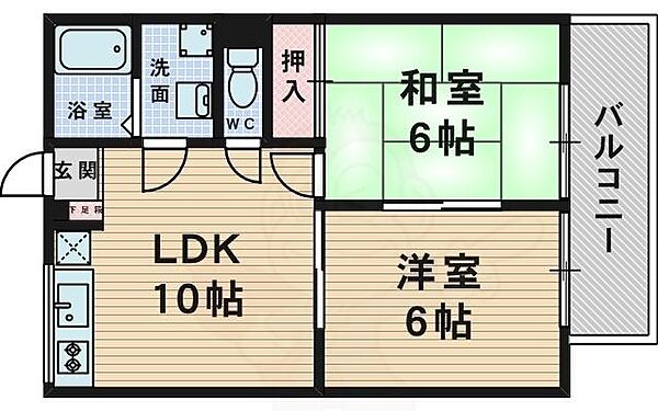 ハピネス豊中 ｜大阪府豊中市上野西２丁目(賃貸アパート2LDK・2階・59.00㎡)の写真 その2