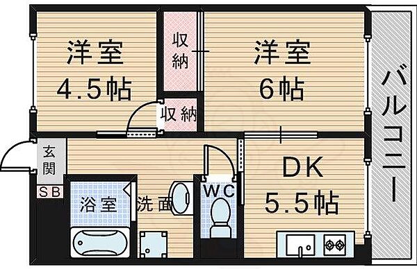 大阪府豊中市南桜塚４丁目(賃貸マンション2DK・4階・42.00㎡)の写真 その2