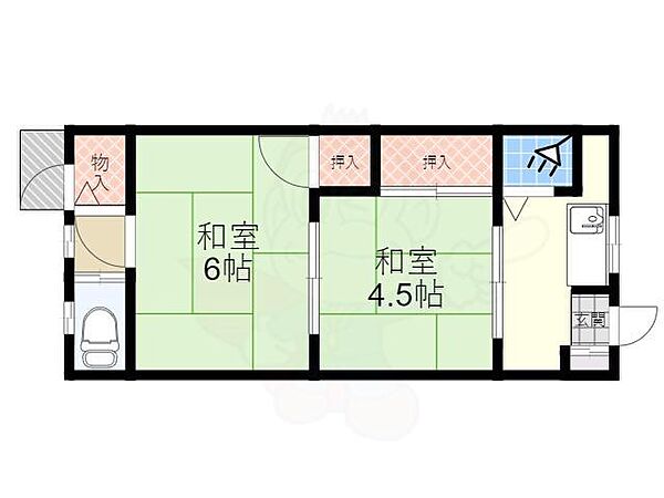 大阪府豊中市服部西町２丁目(賃貸マンション2DK・3階・42.18㎡)の写真 その2