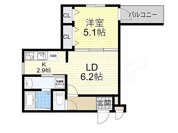 セレーノ北桜塚 ｜大阪府豊中市北桜塚２丁目(賃貸アパート1LDK・2階・35.24㎡)の写真 その2