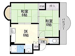 出口マンション 2DKの間取図画像