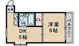 ラ・フォーレ豊中2 1Kの間取図画像