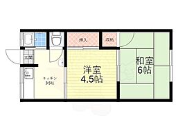 交邦住宅 2Kの間取図画像
