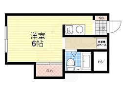 美吉野ハイツ 1Kの間取図画像