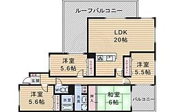 ティアラ豊中 4LDKの間取図画像