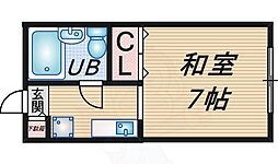 レジデンス英 1Kの間取図画像
