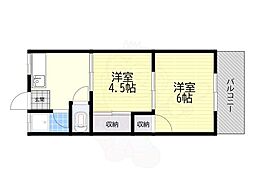 豊中コーポラス 2DKの間取図画像