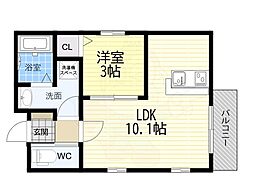 ルッソ豊中蛍池 1LDKの間取図画像