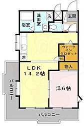 ハイツ東渡邊 1LDKの間取図画像