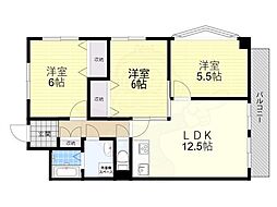 メゾンN緑丘B棟 3LDKの間取図画像