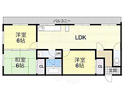 愛名マンション 3LDKの間取図画像