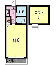 ツインヒルズ帯山 1Kの間取図画像