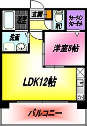 ノーブル水前寺 1LDKの間取図画像
