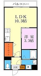ラフレシーサ水前寺 1LDKの間取図画像