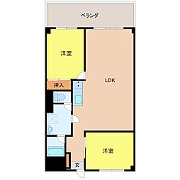 九品寺M-2ビル 2LDKの間取図画像