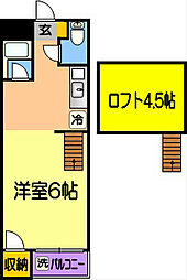 セリーヌ弐番館 ワンルームの間取図画像