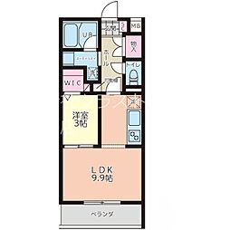 プランドールK 1LDKの間取図画像