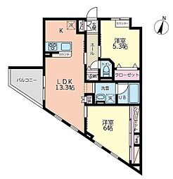 ラトゥール府中 2LDKの間取図画像