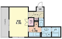 アーバンライフ国領 1Kの間取図画像