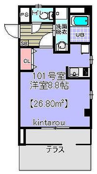 ラ・カッシーナ幕張 ｜千葉県千葉市花見川区幕張町4丁目(賃貸マンション1K・1階・26.80㎡)の写真 その2