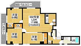 TAKARA　PALACE 502 ｜ 東京都江戸川区篠崎町1丁目（賃貸マンション3LDK・5階・73.85㎡） その1