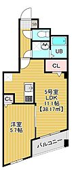 グランディオ検見川 1LDKの間取図画像