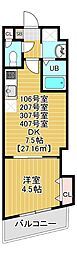 soare幕張2nd 1DKの間取図画像