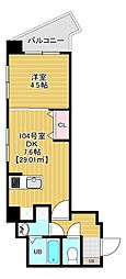 金太郎ヒルズ372 1DKの間取図画像