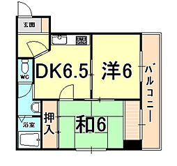 江上イエム 2DKの間取図画像