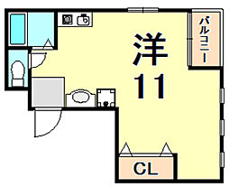 Clair二見 ワンルームの間取図画像