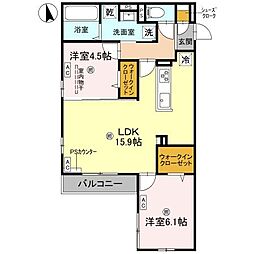 クラスト甲子園一番町II 2LDKの間取図画像